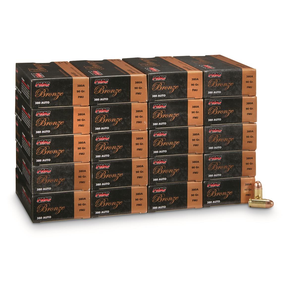 PMC Bronze, .380 ACP, FMJ, 90 Grain, 1,000 Rounds - Image 1