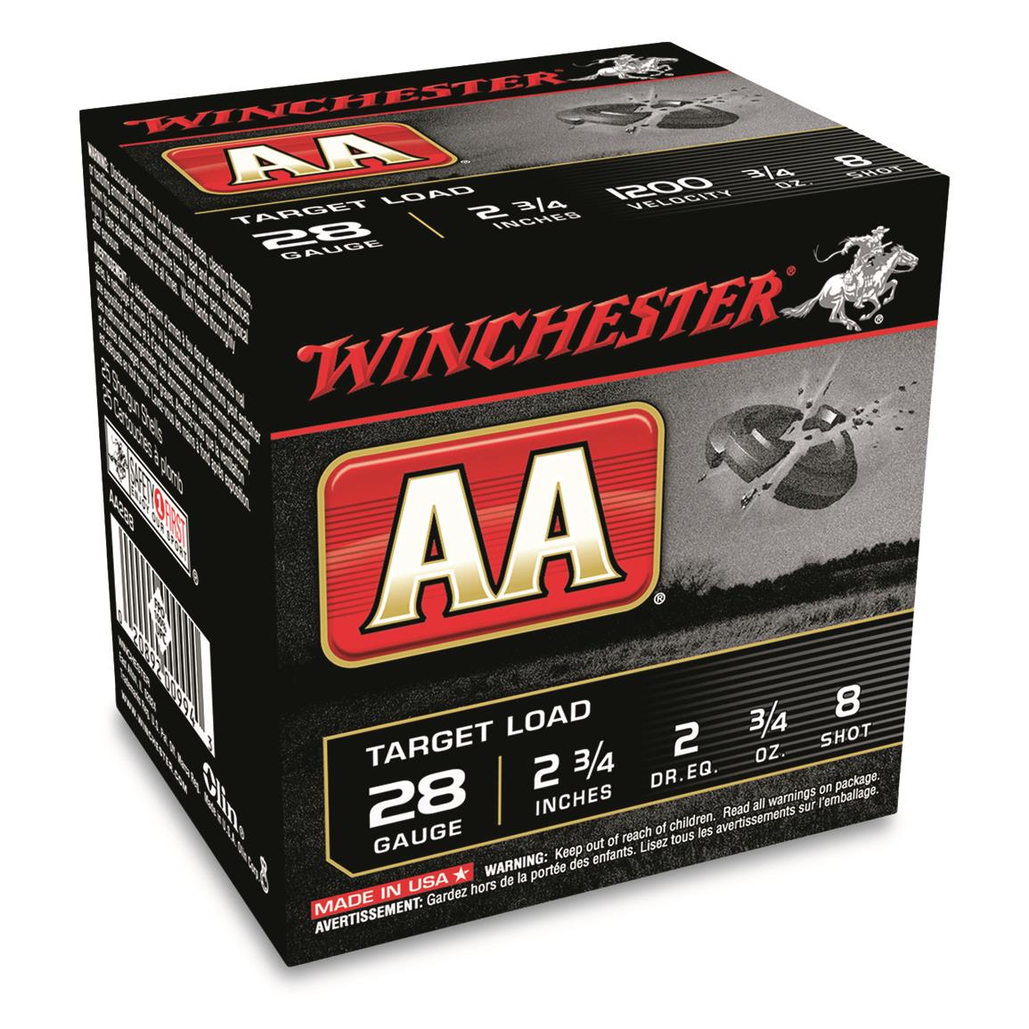 Winchester AA Target Load, 28 Gauge, 2 3/4", 3/4 oz., 250 Rounds - Image 1
