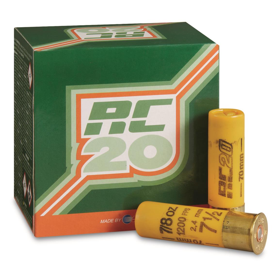 RC Italy RC 20 T3 Lead Shot, 20 Gauge, 2 3/4", 7/8 oz., 250 Rounds - Image 1