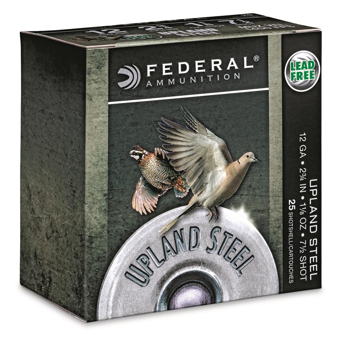 Federal Upland Steel, 12 Gauge, 2 3/4", 1 1/8 oz. Shotshells, 250 Rounds - Image 1