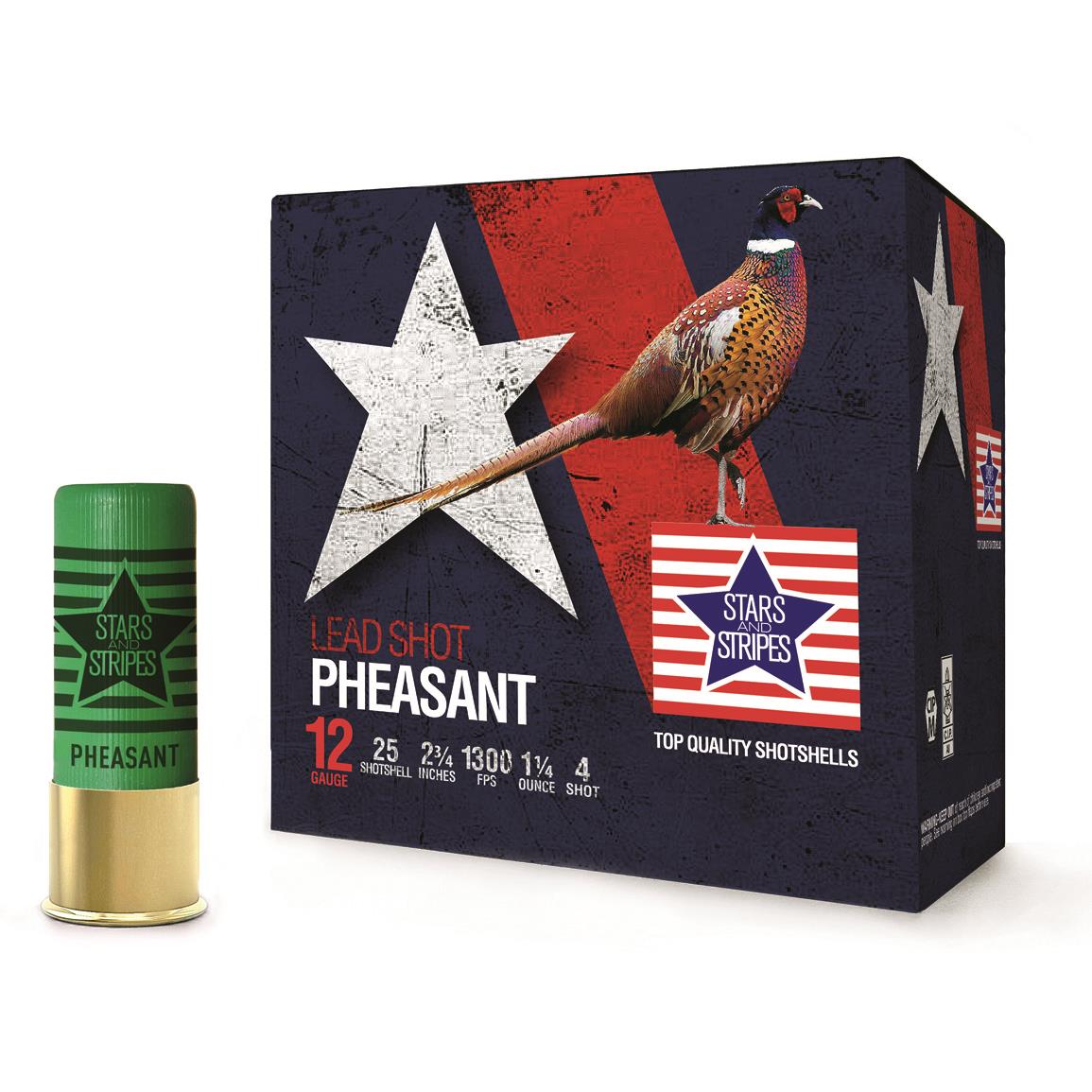 Stars and Stripes 12 Gauge Pheasant Loads, 2 3/4", 1 1/4 oz., 250 Rounds - Image 1