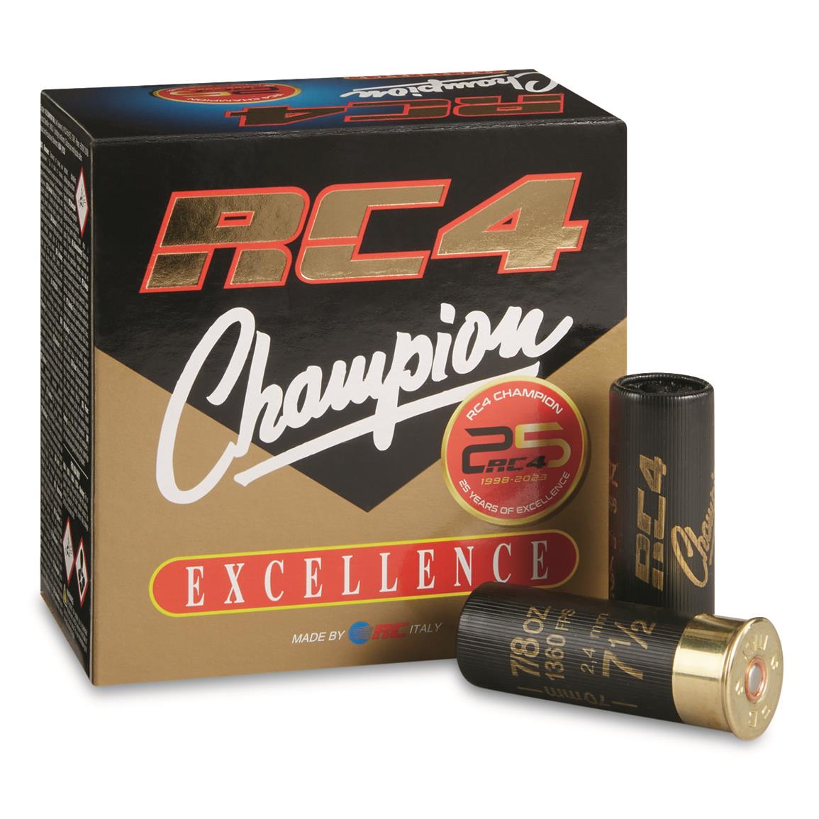RC Italy RC4 Champion Excellence Target Loads, 12 Gauge, 2 3/4", 7/8 oz., 250 Rounds - Image 1