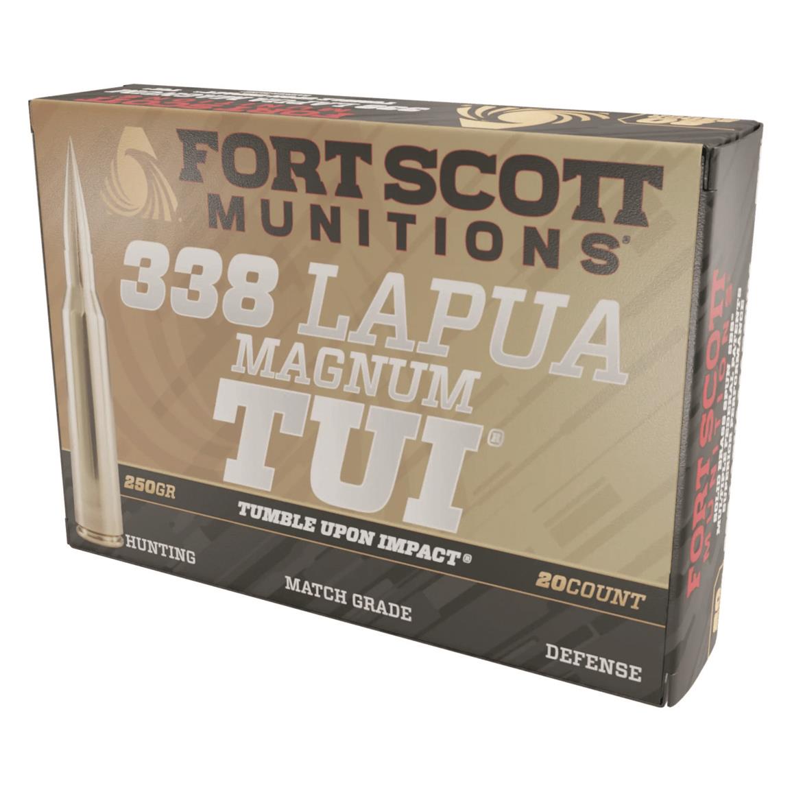 Fort Scott Tumble Upon Impact Ammo, .338 Lapua Magnum, SBS, 250 Grain, 20 Rounds - Image 1