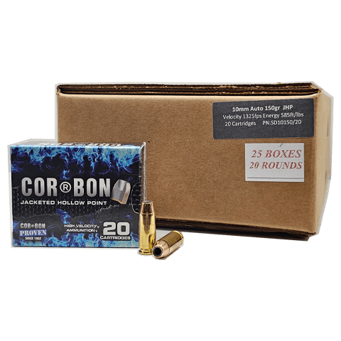 10mm – CorBon 150 Grain Jacketed Hollow Point – 500 Rounds - Image 1