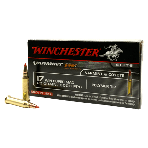 17 Win Super Mag – Winchester Varmint HV 20 Grain Polymer Tip – 50 Rounds - Image 1