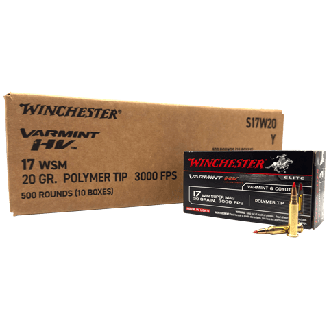 17 Win Super Mag – Winchester Varmint HV 20 Grain Polymer Tip – 500 Rounds - Image 1
