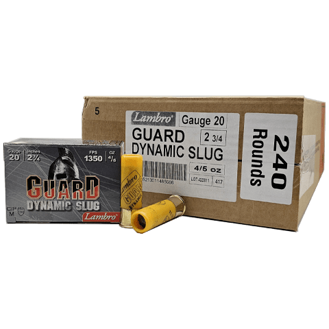 20 Gauge – Lambro 2-3/4″ Guard 4/5 oz Dynamic Slug – 240 Rounds - Image 1