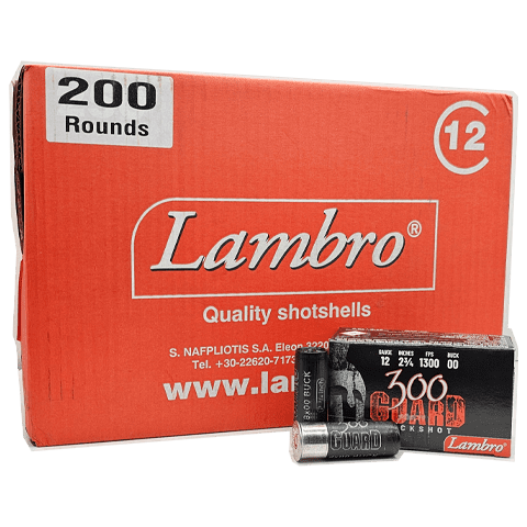 12 Gauge – Lambro 2-3/4″ Guard 300 Buckshot 8 x 00 – 200 Rounds - Image 1