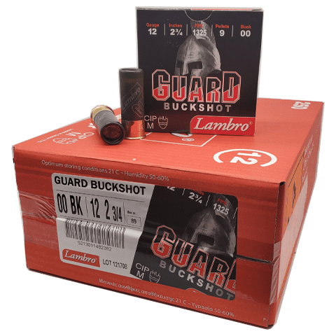 12 Gauge – Lambro 2-3/4″ Guard 00 Buckshot Case – 250 Rounds - Image 1