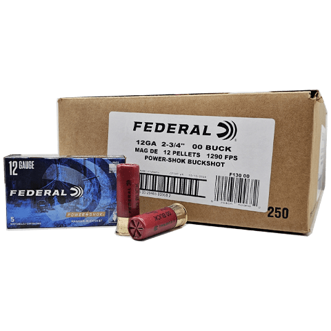 12 Gauge – Federal Power-Shok 2-3/4″ Magnum 00 Buck – 250 Rounds - Image 1