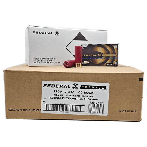 12 Gauge – Federal LE12700 9 Pellet Flite Control 00 Buckshot – 250 Rounds - Image 1