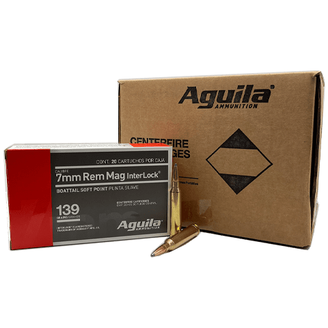7mm Rem Mag – Aguila 139 Grain Hornady InterLock BTSP – 200 Rounds - Image 1