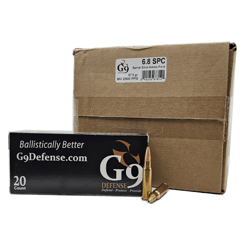 6.8 SPC – G9 Defense 87.5 Grain Barrier Blind Hollow Point – 200 Rounds - Image 1