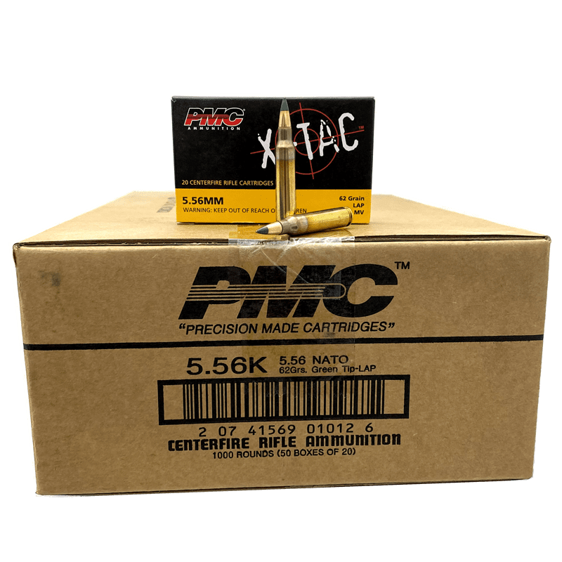 5.56 NATO – PMC X-Tac 62 Grain Green Tip – 1000 Rounds - Image 1