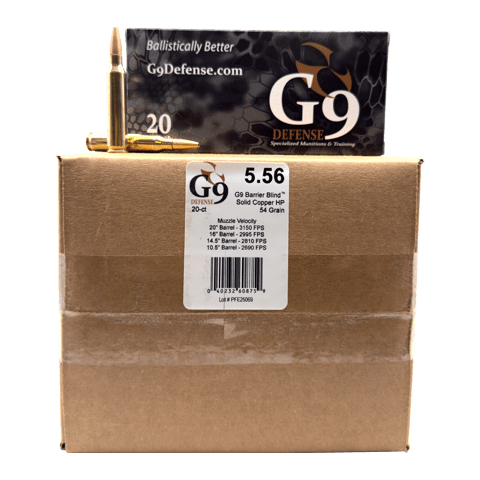 5.56 NATO – G9 Defense 54 Grain Barrier Blind Solid Copper HP – 200 Rounds - Image 1