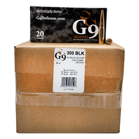 300 Blackout – G9 Defense 120 Grain Barrier Blind Hollow Point – 200 Rounds - Image 1