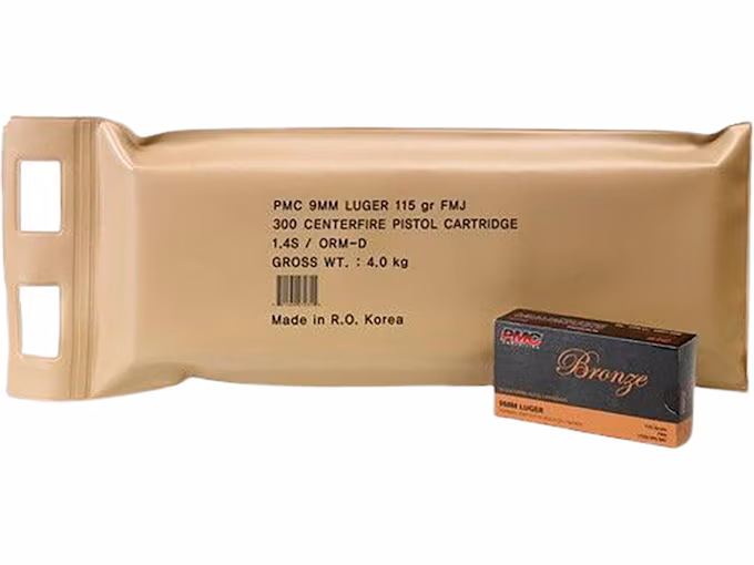 PMC Bronze 9mm Luger Ammo 115 Grain Full Metal Jacket (300 rounds) - Image 1