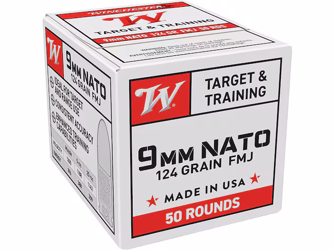 Winchester NATO 9mm Luger Ammo 124 Grain Full Metal Jacket (1000 rounds) - Image 1