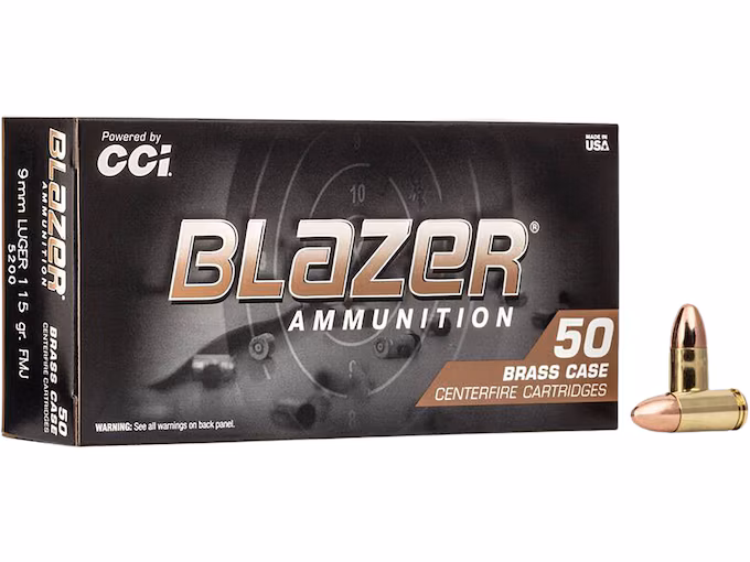 Blazer Brass 9mm Luger Ammo 115 Grain Full Metal Jacket (1000 rounds) - Image 1