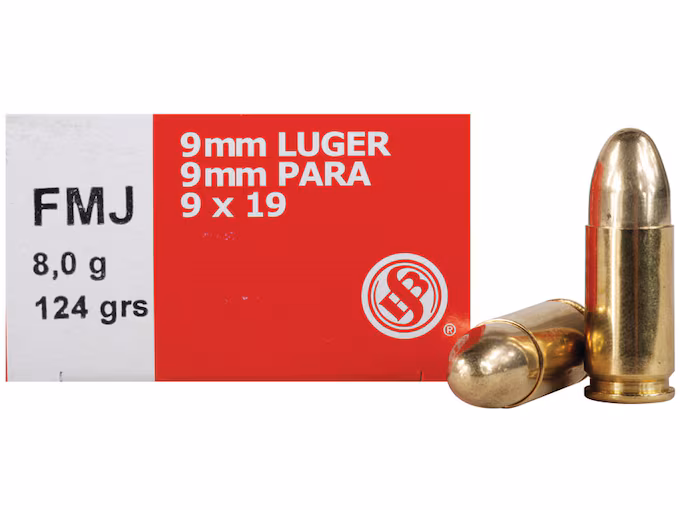 Sellier & Bellot 9mm Luger Ammo 124 Grain Full Metal Jacket (1000 rounds) - Image 1