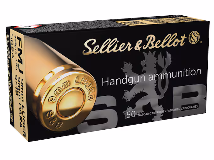 Sellier & Bellot 9mm Luger Ammo 115 Grain Full Metal Jacket (1000 rounds) - Image 1