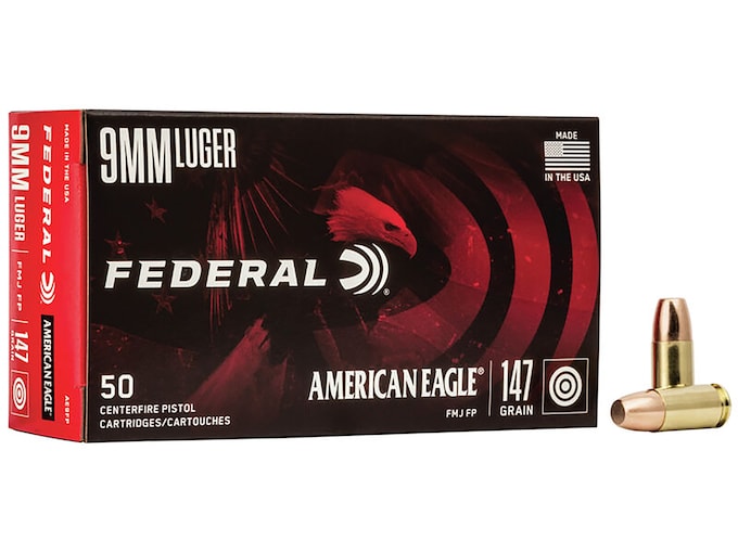 Federal American Eagle 9mm Luger Ammo 147 Grain Full Metal Jacket (1000 rounds) - Image 1