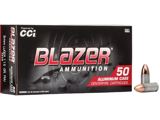 Blazer 9mm Luger Ammo 115 Grain Full Metal Jacket (1000 rounds) - Image 1