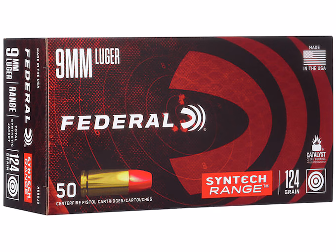 Federal Syntech Range 9mm Luger Ammo 124 Grain Federal TSJ Total Synthetic Jacket (TSJ) (500 rounds) - Image 1