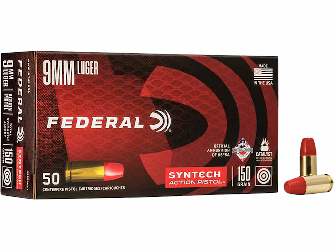 Federal Syntech 9mm Luger Ammo 150 Grain Total Synthetic Jacket (TSJ) (500 rounds) - Image 1