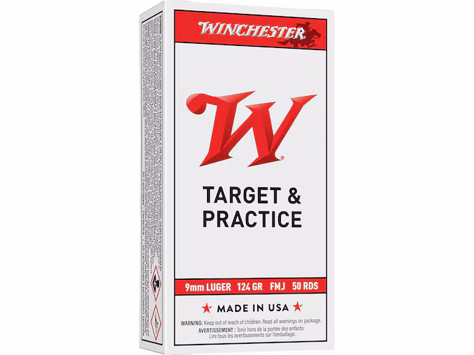 Winchester USA White Box 9mm Luger Ammo 124 Grain Full Metal Jacket (500 rounds) - Image 1