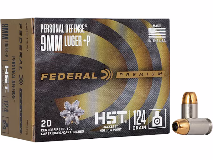Federal Premium Personal Defense 9mm Luger +P Ammo 124 Grain Federal HST Jacketed Hollow Point (200 round) - Image 1