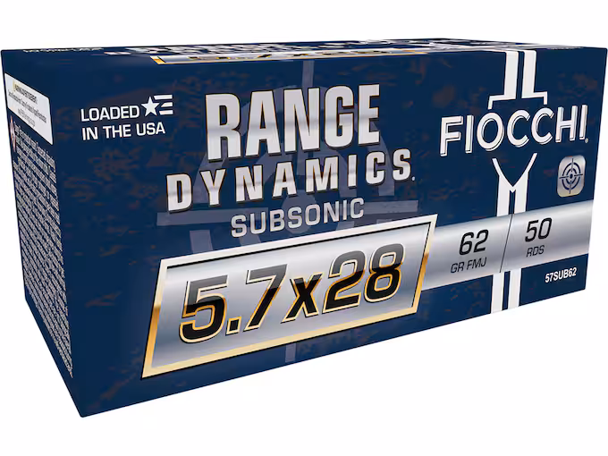 Fiocchi Range Dynamics 5.7x28mm FN Ammo 62 Grain Full Metal Jacket (500 rounds) - Image 1