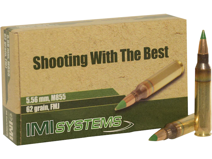 IMI M855 5.56x45mm NATO Ammo 62 Grain SS109 Penetrator Full Metal Jacket (FMJ) (1200) - Image 1