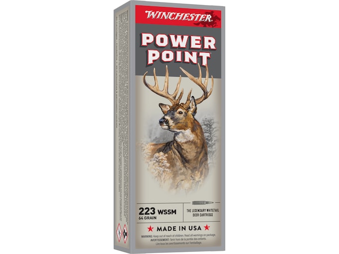 Winchester Power Point 223 Winchester Super Short Magnum (WSSM) Ammo 64 Grain Winchester Power Point Jacketed Soft Point (200 rounds) - Image 1