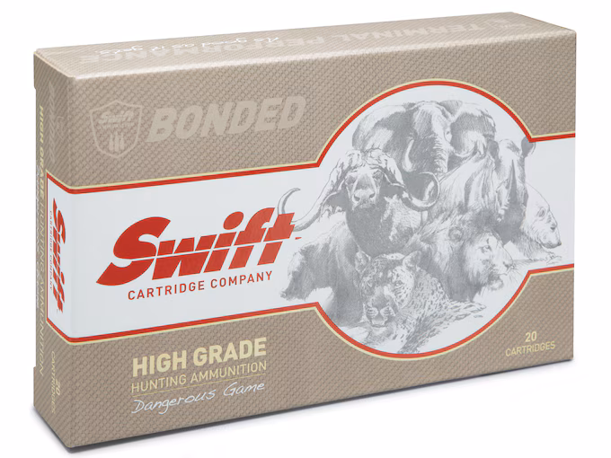 Swift High Grade Dangerous Game Hunting 375 H&H Magnum Ammo 300 Grain Swift A-Frame Bonded Round Nose Box of 20 (20 rounds) - Image 1
