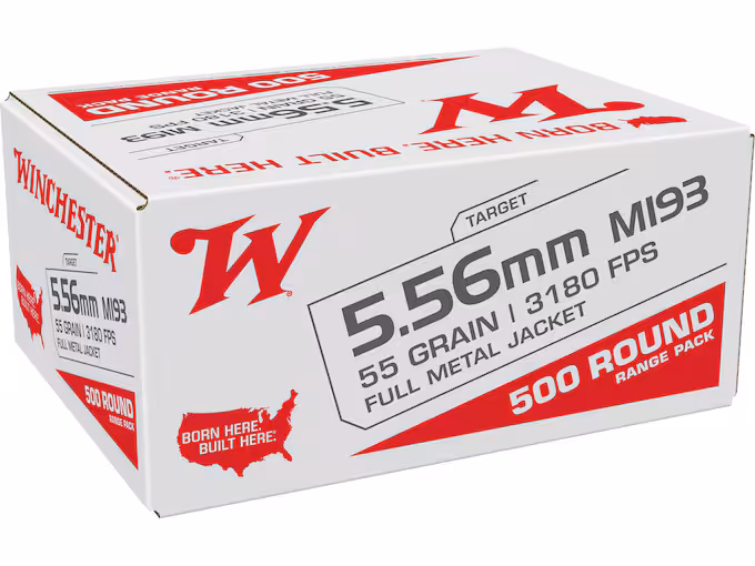 Winchester White Box USA 5.56x45mm NATO Ammo 55 Grain M193 Full Metal Jacket Value Pack (500 rounds) - Image 1