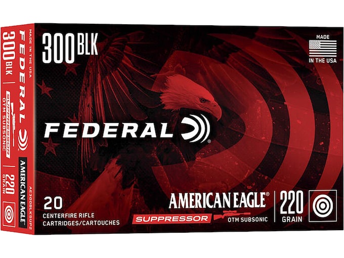 Federal American Eagle Subsonic 300 AAC Blackout Ammo 220 Grain Jacketed Hollow Point (500 rounds) - Image 1