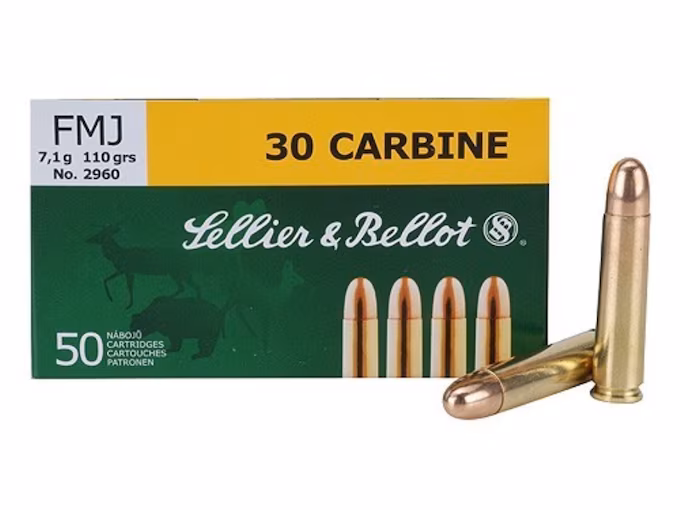 Sellier & Bellot 30 Carbine Ammo 110 Grain Full Metal Jacket (1000 rounds) - Image 1
