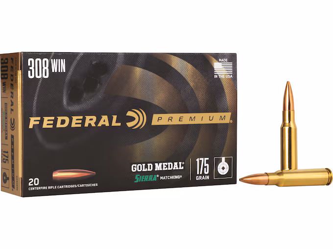 Federal Premium Gold Medal 308 Winchester Ammo 175 Grain Sierra MatchKing Jacketed Hollow Point (200 rounds) - Image 1