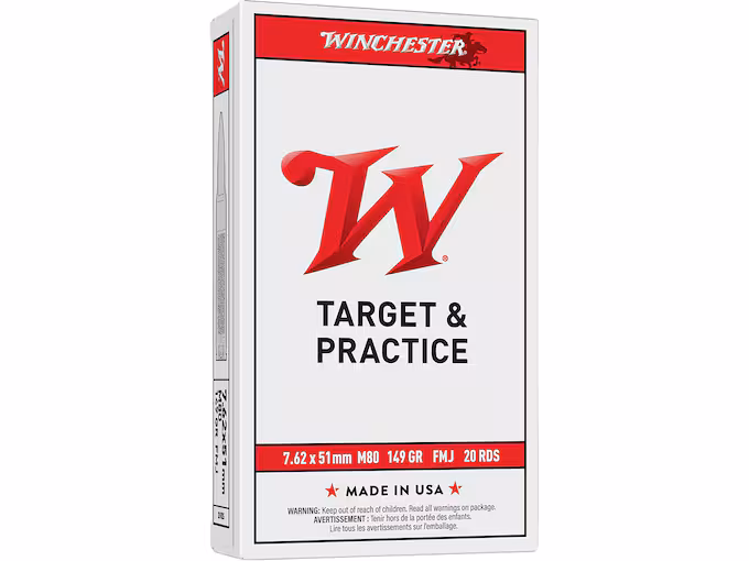 Winchester White Box USA 7.62x51mm NATO Ammo 149 Grain Full Metal Jacket (500 rounds) - Image 1