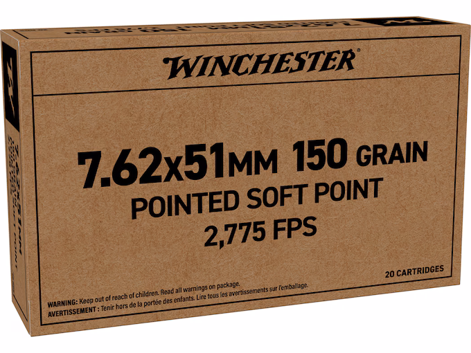 Winchester Brown Box 7.62x51mm NATO Ammo 150 Grain Jacketed Soft Point (200 rounds) - Image 1