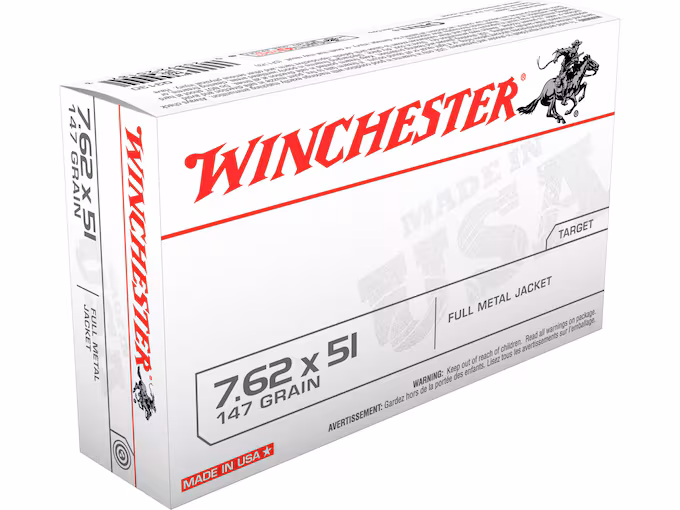 Winchester USA 7.62x51mm NATO Ammo 147 Grain Full Metal Jacket (200 rounds) - Image 1