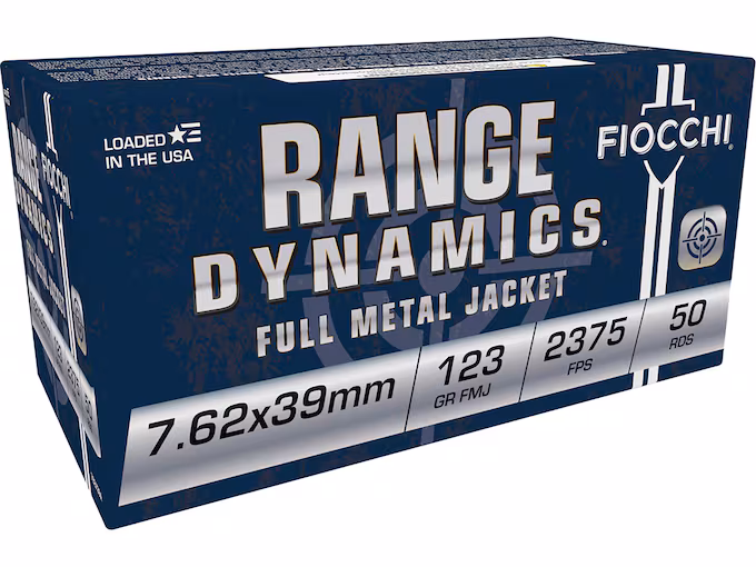 Fiocchi Range Dynamics 7.62x39mm Ammo 123 Grain Full Metal Jacket (500 rounds) - Image 1