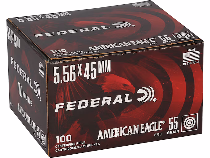 Federal American Eagle M193 5.56x45mm NATO Ammo 55 Grain Full Metal Jacket (500 rounds) - Image 1