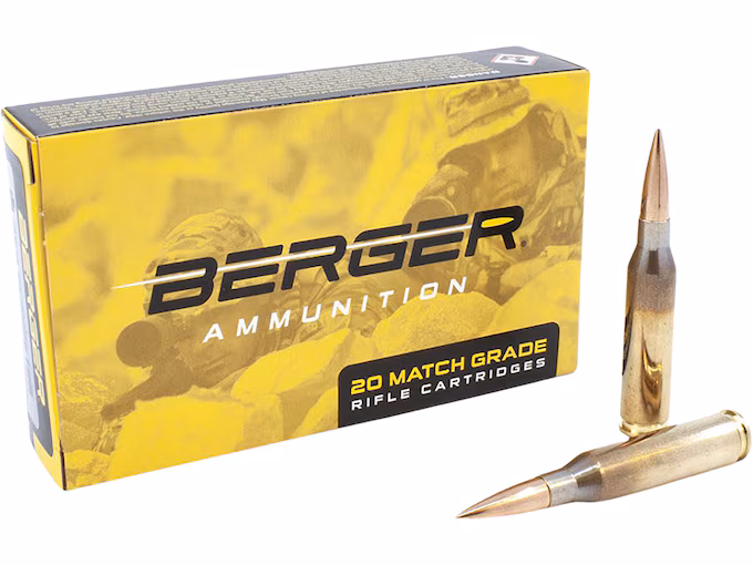 Berger Match Grade 338 Lapua Magnum Ammo 300 Grain Hybrid OTM Tactical Jacketed Hollow Point Box of 20 - Image 1
