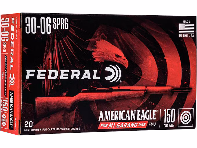 Federal American Eagle M1 Garand 30-06 Springfield Ammo 150 Grain Full Metal Jacket (200 rounds) - Image 1
