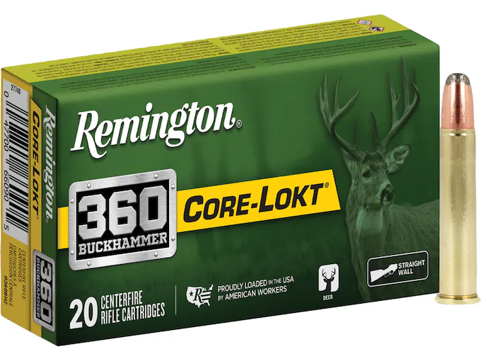 Remington Core-Lokt 360 Buckhammer Ammo 180 Grain Jacketed Soft Point (200 rounds) - Image 1
