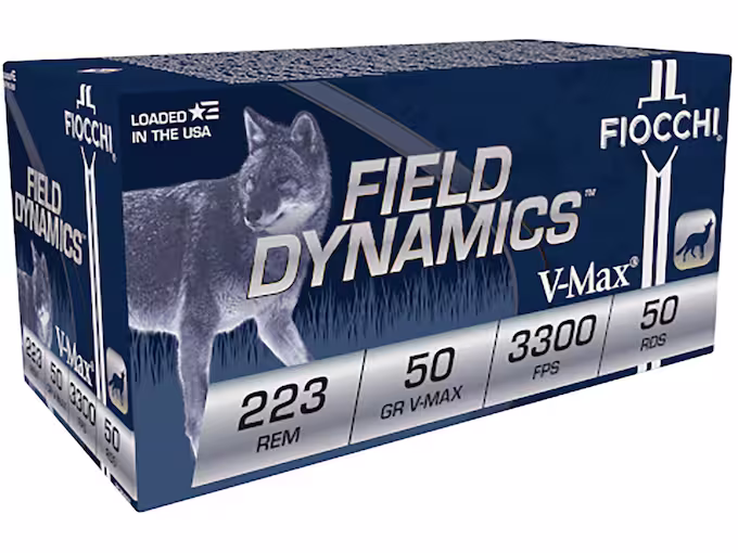 Fiocchi Field Dynamics 223 Remington Ammo 50 Grain Hornady V-Max Polymer Tip (1000 rounds) - Image 1
