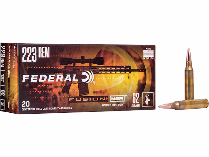 Federal Fusion MSR 223 Remington Ammo 62 Grain Bonded Round Nose (200 rounds) - Image 1