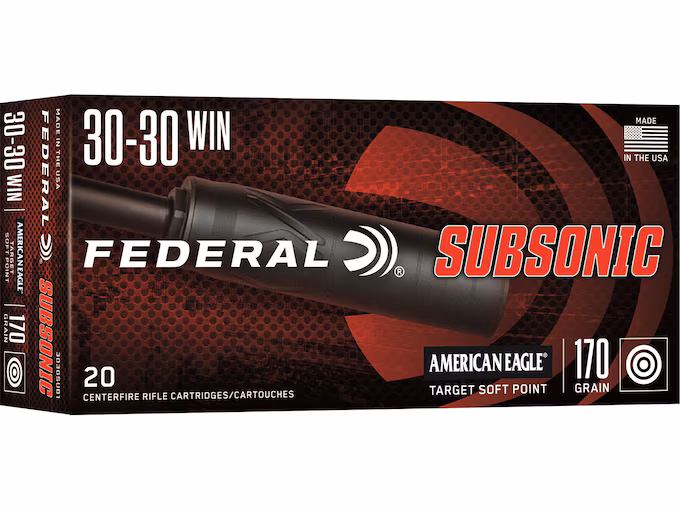 Federal American Eagle Subsonic 30-30 Winchester Ammo 170 Grain Jacketed Soft Point - Image 1